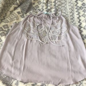 Embroidered light gray tank top